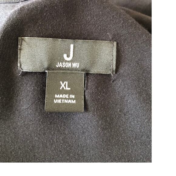 Jason Wu Black Smocked Side Panel Midi Dress XL Effortless Chic Ruffled Casual - Picture 10 of 12